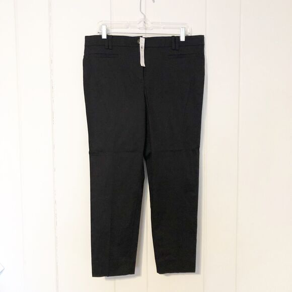 Ann Taylor The Cotton Crop Size 10 Black Mid Rise Slim Leg Slit Button Zip NWT - Picture 1 of 7